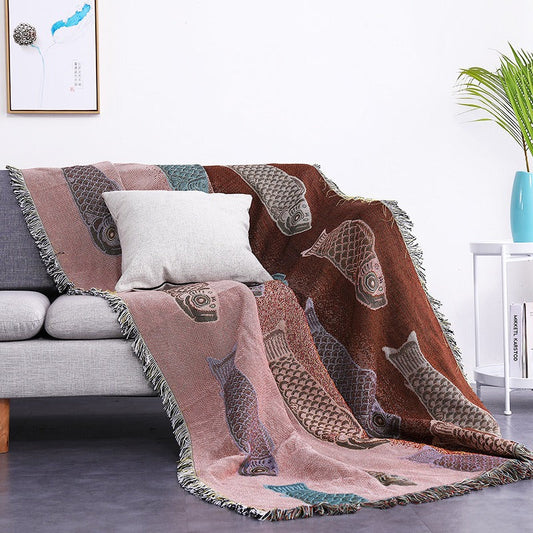 Modern minimalist koi patterned sofa blanket can be used as a soft carpet tablecloth decoration dust-proof