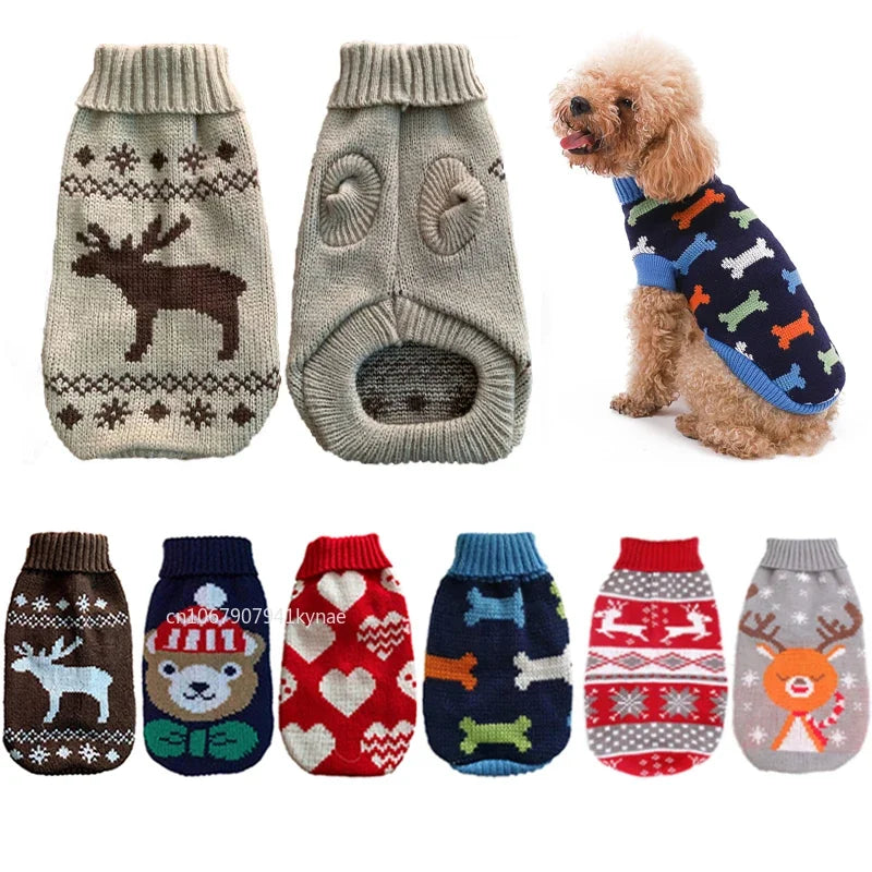 Warm Pet Dog Sweater Winter Dog Clothes for Small Medium Dogs Knitted Puppy Cat Coat Chihuahua French Bulldogs Yorkie Customes - Purrfect Pet Kingdom