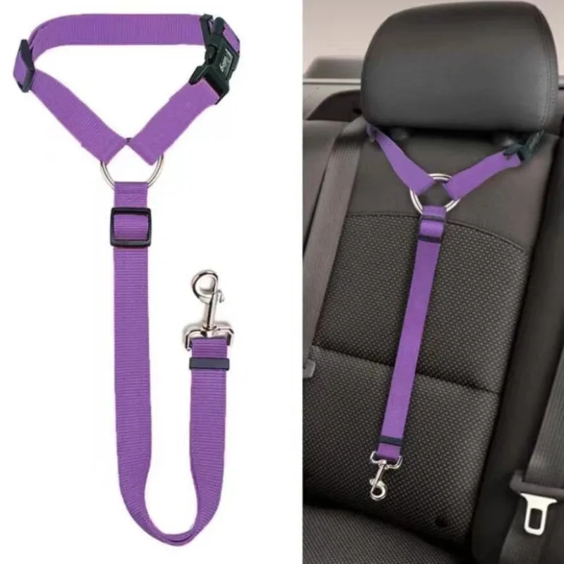Pet Car Seat Belt 2-in-1 Adjustable Nylon Leash ๐