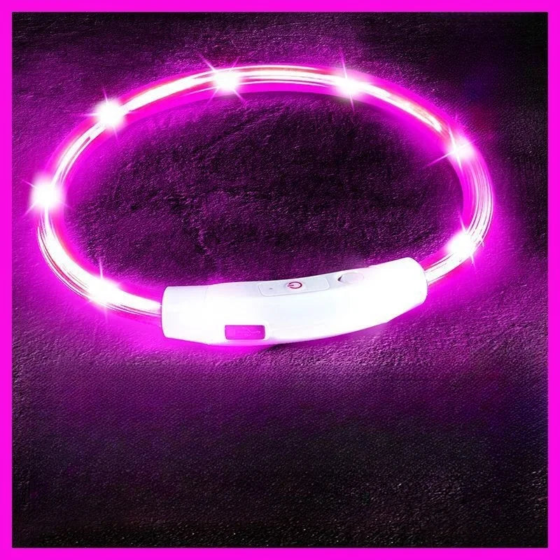 40/50/70cm Led Dog Collar USB Rechargeable Pet Dog Night Luminous Charge Collar Glowing Necklace Collar Safety Night Light
