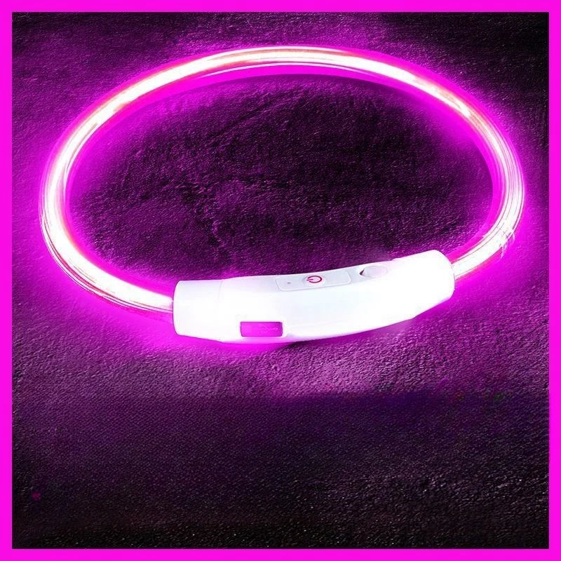 40/50/70cm Led Dog Collar USB Rechargeable Pet Dog Night Luminous Charge Collar Glowing Necklace Collar Safety Night Light