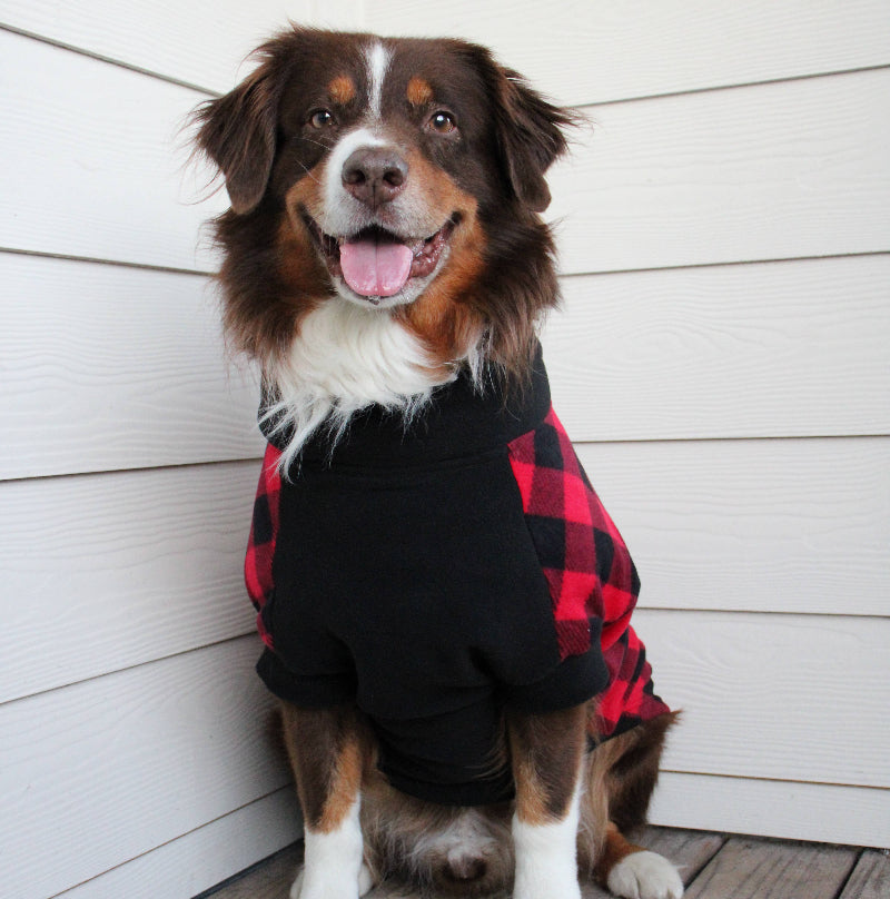 Red and Black Plaid Highline Fleece Dog Coat