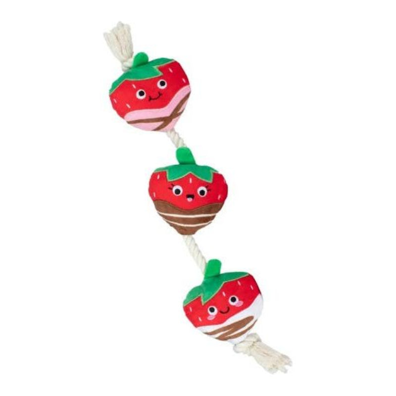 Covered With Love Dipped Strawberry Rope Plush Dog Toy