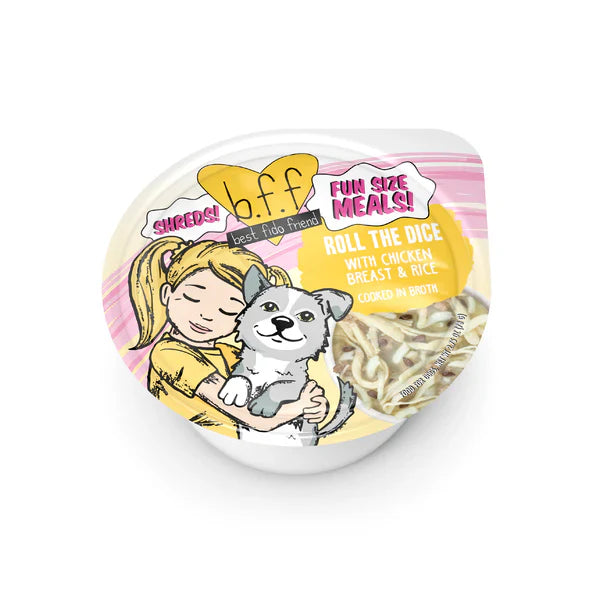 BFF Fun Size Meal Roll The Dice Chicken Breast and Rice Shredded Wet Dog Food (2.7oz) - Wet Dog Food - The Family Pet
