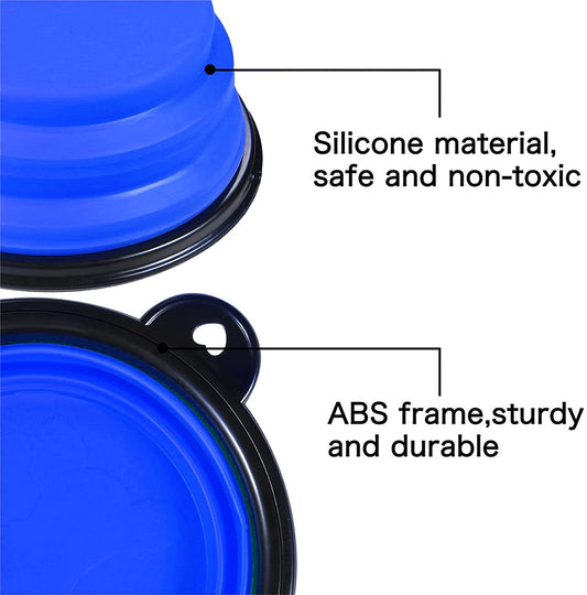 5" Portable and Foldable Small Dog Bowl-Blue (set of 5)