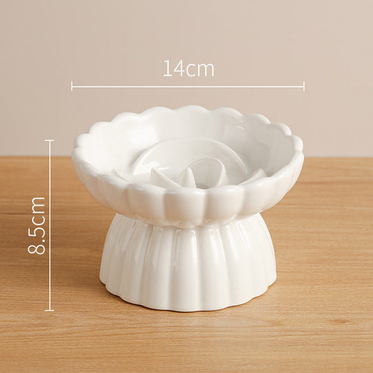 Elevated Ceramic Slow Feed Dish For Cats And Small Dogs,