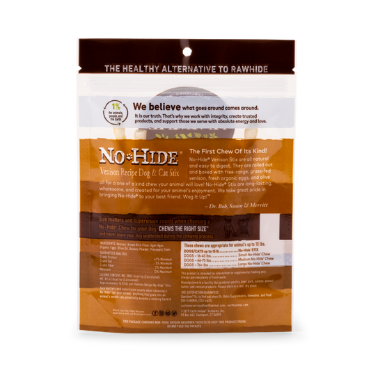 Earth Animal Venison No-Hide Stix 10 Pack Grain-Free Dog Chew