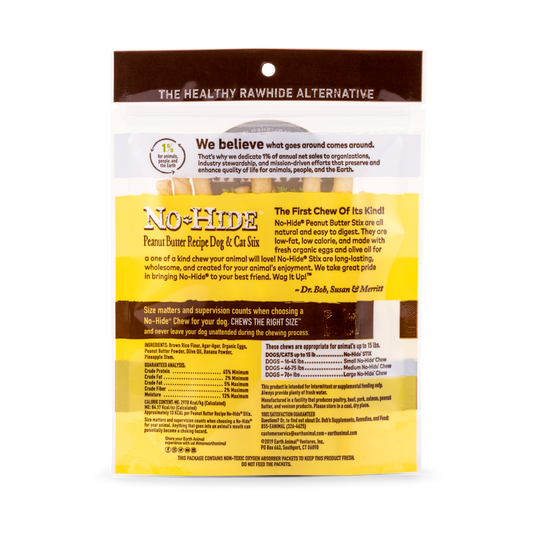 Earth Animal No Hide Peanut Butter Pet Stix (10pk) (1.6oz) - Pet Stick Treats - The Family Pet