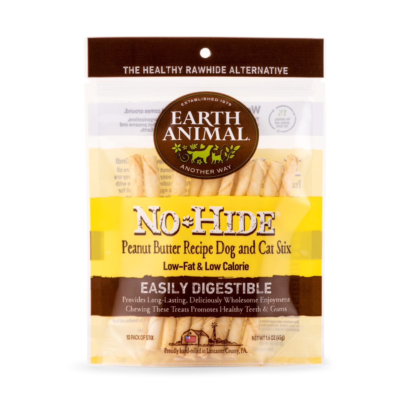 Earth Animal No Hide Peanut Butter Pet Stix (10pk) (1.6oz) - Pet Stick Treats - The Family Pet