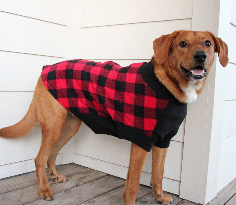 Red and Black Plaid Highline Fleece Dog Coat