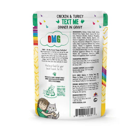 BFF OMG Text Me Chicken and Turkey Wet Cat Pouch (2.8oz)