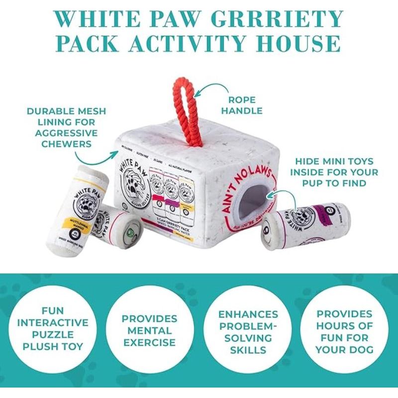 White Paw Grrriety Pack Interactive Activity House Dog Toy