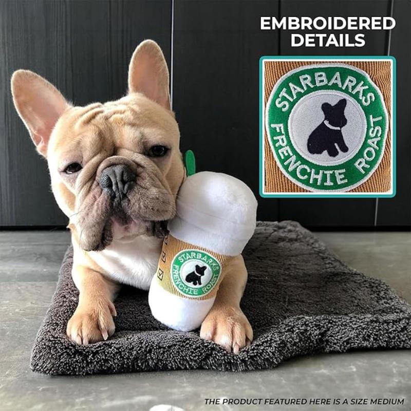 Starbarks White Coffee Cup Plush Squeak Dog Toy