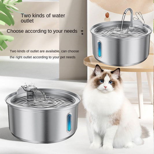 Stainless Steel Luminous Water Fountain for Cats and Dogs