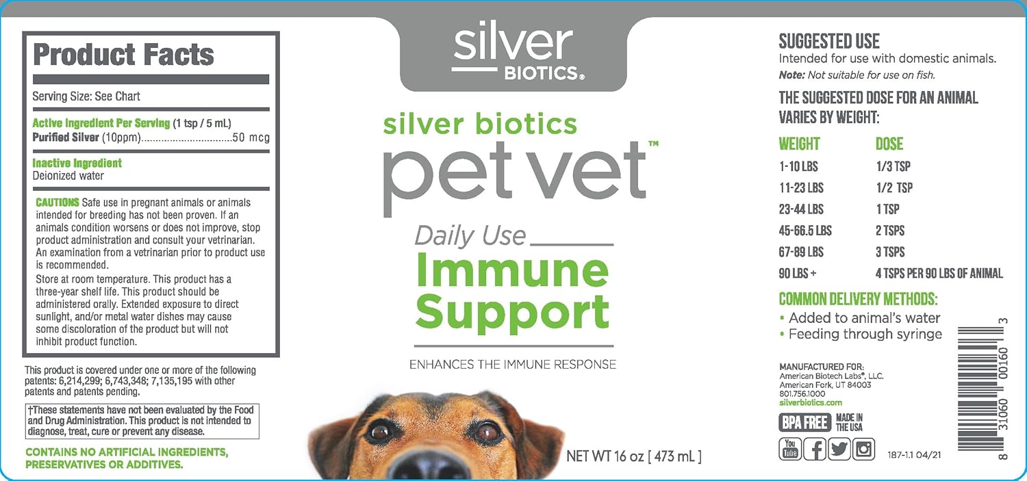 Pet Vet Immune Support - Pet Vitamins & Supplements - Silver Biotics