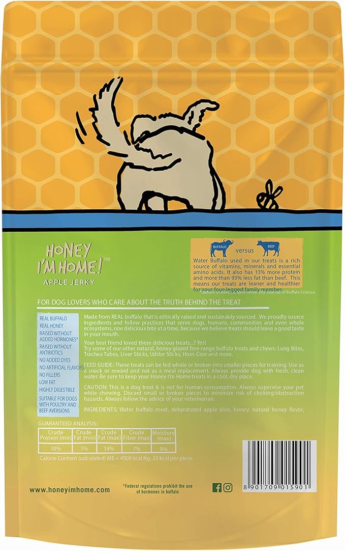 Dog Treats Buffalo Apple Jerky 5.29 Oz 🦬
