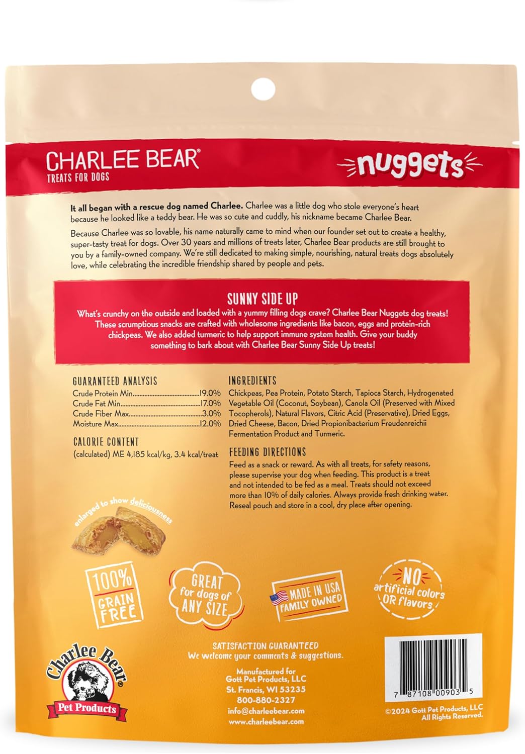 Charlee Bear Nuggets Skin & Coat Sunny Side Dog Treats (8oz) - Charlee Bear Dog Treats - The Family Pet