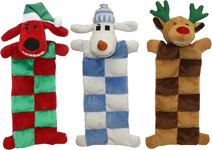 Multipet Loofa® Christmas Squeaker Mat Assortment - Assorted Characters 12" - Christmas/Holidays - The Family Pet