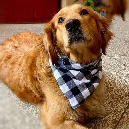 Dog Bandanas Large Cotton Plaid Washable Bow Tie