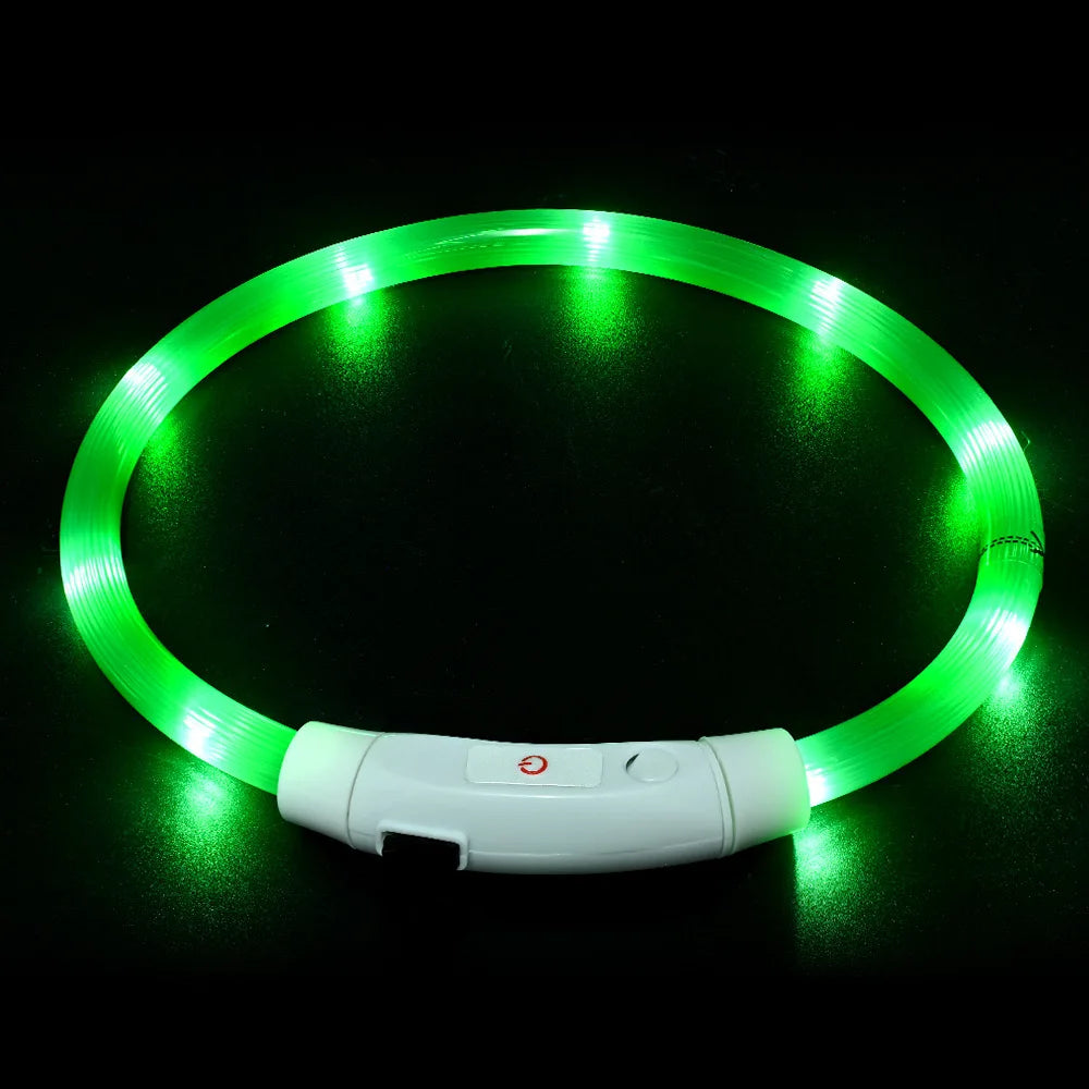 40/50/70cm Led Dog Collar USB Rechargeable Pet Dog Night Luminous Charge Collar Glowing Necklace Collar Safety Night Light
