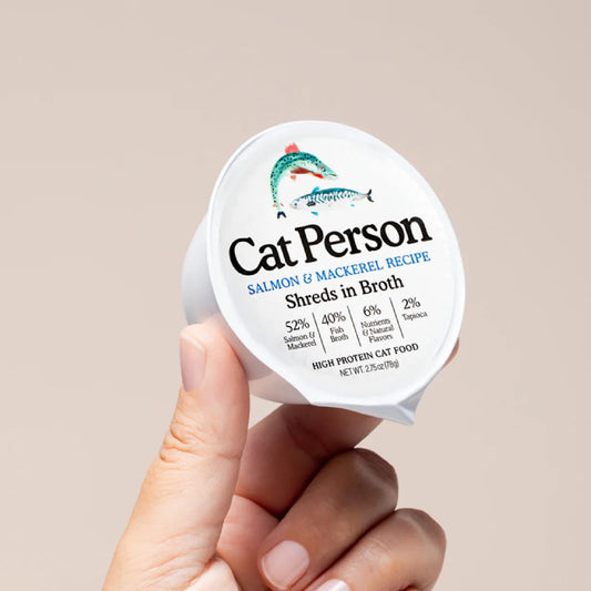 Cat Person Cat Shredded Salmon & Mackerel In Broth 2.75oz - Cat Person Cat Food - The Family Pet