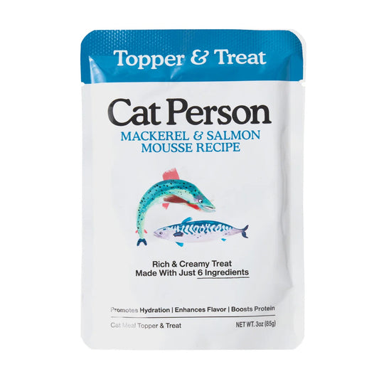 Cat Person Cat Mousse Mackerel & Salmon 3oz Pouch - Wet Cat Food Topper - The Family Pet