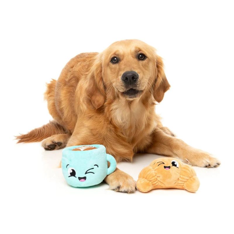 Croissant & Cappuccino Squeaky Plush Dog Toy Set - 2pk