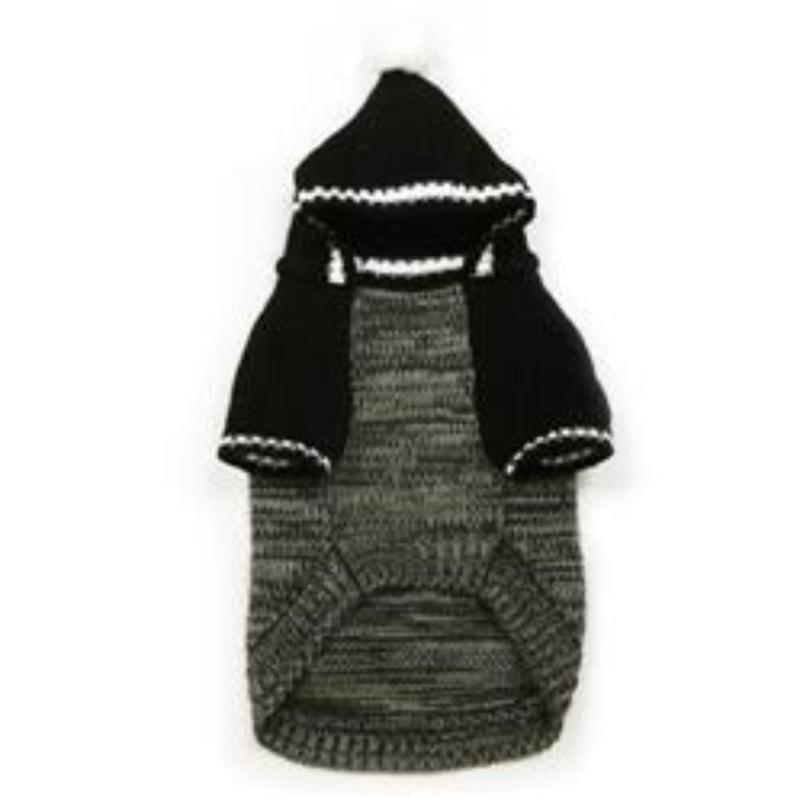 Contrast Hoodie Black Dog Sweater
