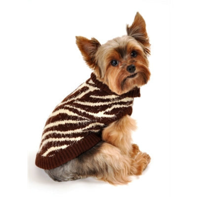 FeatherSoft Brown Zebra Print Dog Sweater
