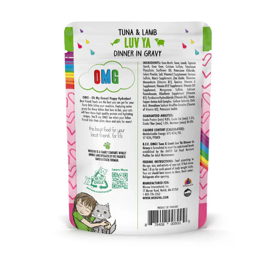 BFF OMG Adult Luv Ya Tuna and Lamb Wet Cat Pouch (3oz) - Wet Cat Food - The Family Pet