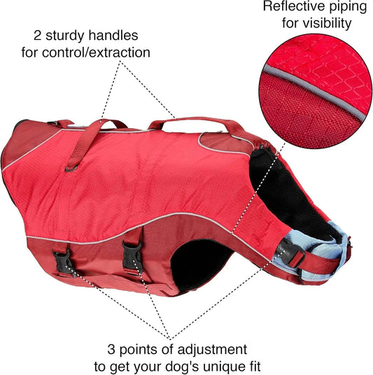 Surf N’ Turf Dog Life Jacket - Flotation Life Vest for Swimming