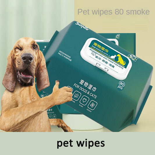 Pet Wet Wipes 80 Sheets Dog Cat Wet Tissues No Rinse