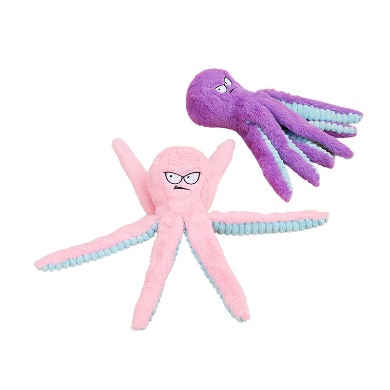 Octopus - shaped indestructible plush dog toy, squeaky & bite - resistant, pet toy supplies