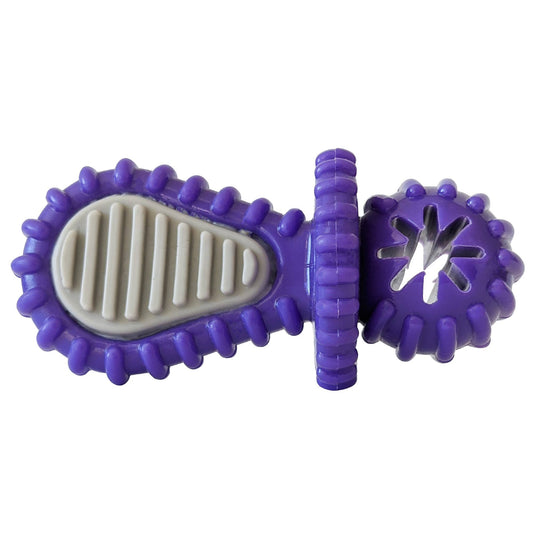 Purple Rubber Dental Pacifier Dog Toy โ Ridges, Treat Hole & Durable Design - Purrfect Pet Kingdom