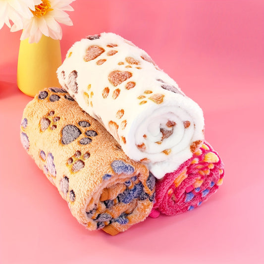 Dog Blanket Paw Print Soft Velvet