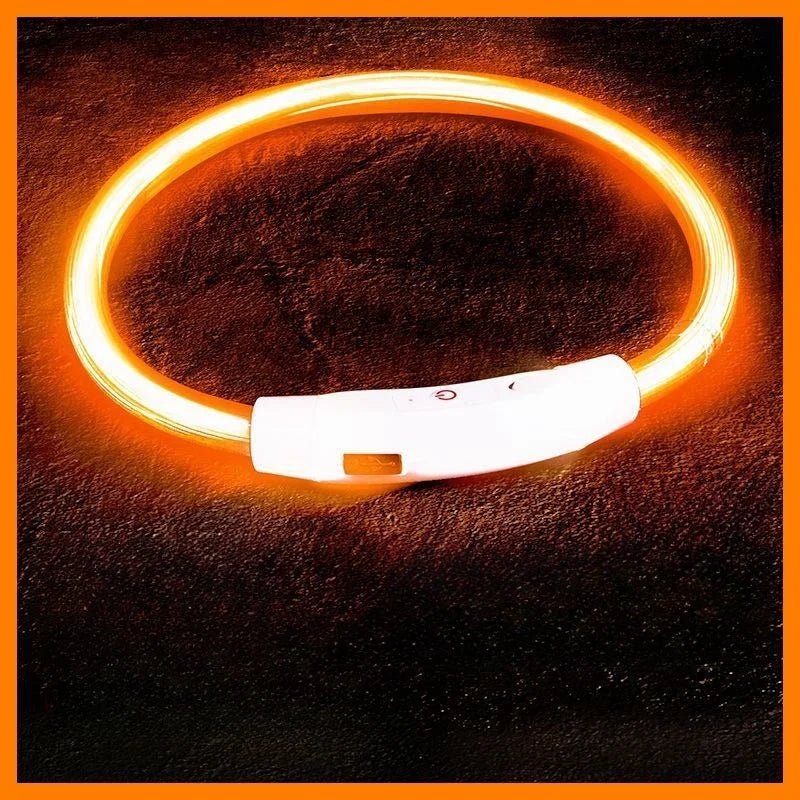 40/50/70cm Led Dog Collar USB Rechargeable Pet Dog Night Luminous Charge Collar Glowing Necklace Collar Safety Night Light