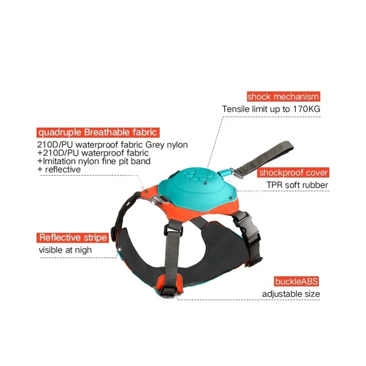 AA05 2-In-1 No Pull Dog Harness with Retractable Leash,Automatic Anti Burst Impact Function,Adjustable Breathable Dog Vest,XS