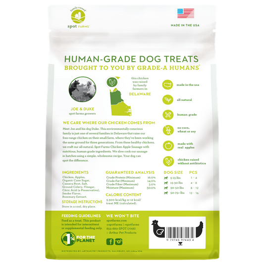 Spot Farms Dog Treats Sausage Chicken Apple 12 5Oz dog - detail view