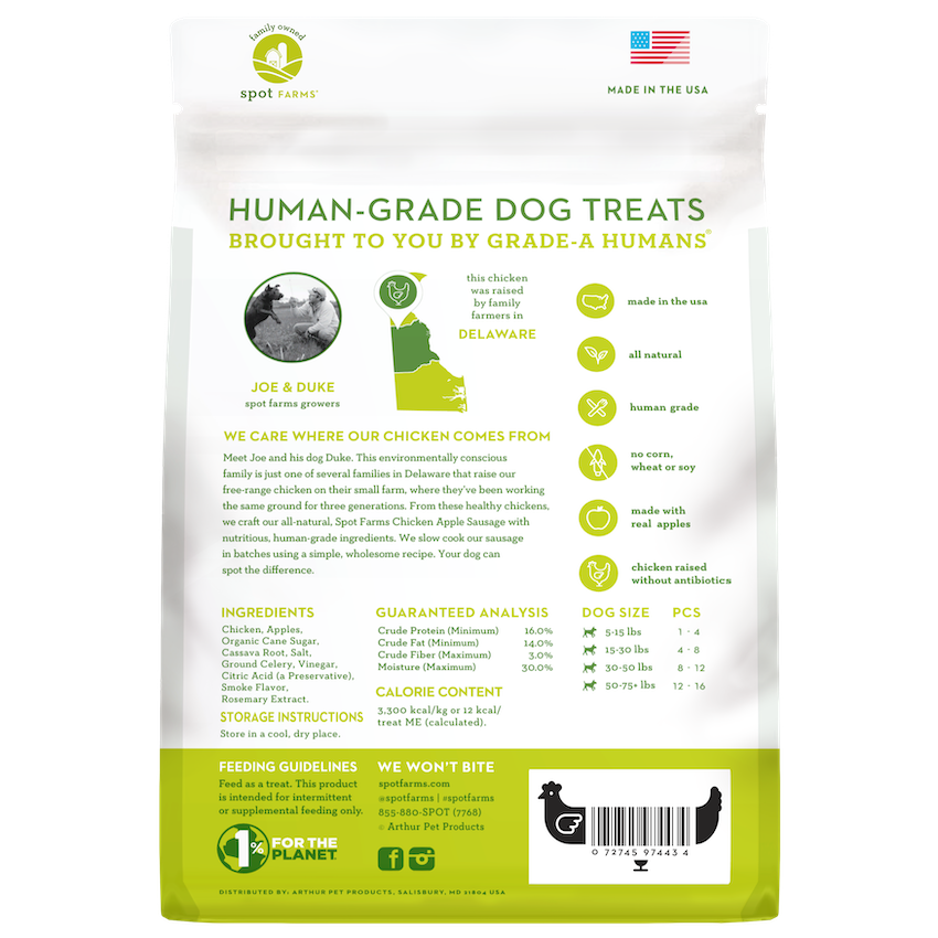 Spot Farms Dog Treats Sausage Chicken & Apple (12.5oz) - dog treats - The Family Pet