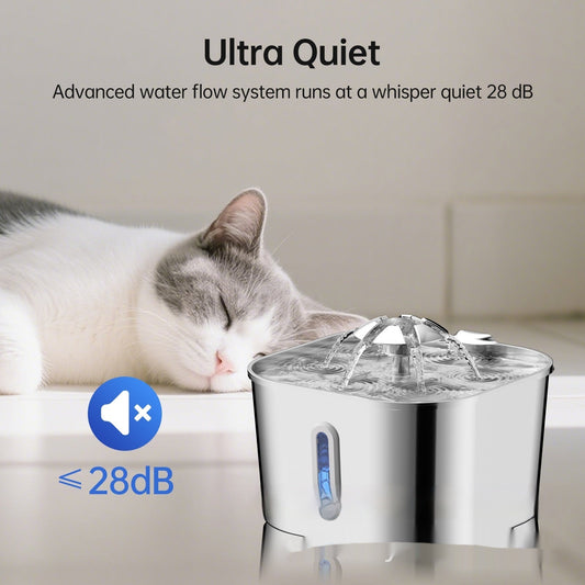 2.2L Stainless Steel Pet Cat Water Fountain Dogs And Cats