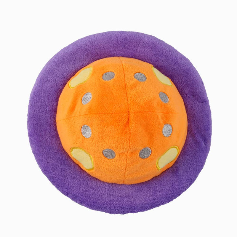 Space Paws Purple Orange Flip the UFO Plush Dog Toy