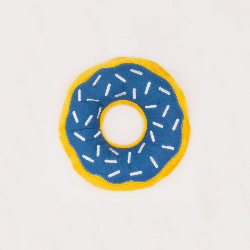 Hanukkah Jumbo Donutz Blue Squeaky Dog Toy