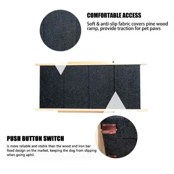 Wooden Foldable 4 - storey Pet Stairs And Ramps - Ameraeon