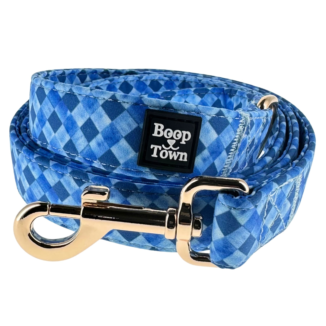 Dog Leash Blue Checker Pattern Cotton 5ft 3oz ๐