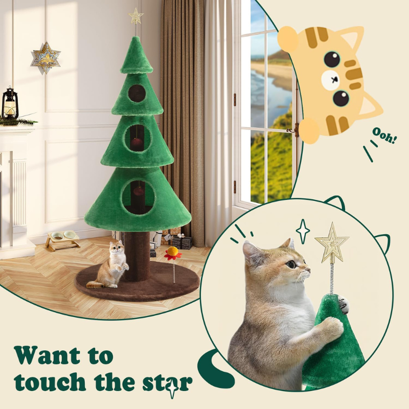 Allewie 63″ Cat Tower – Carpet Cat Tower & Scratcher Tower for Cats - WTN Essentials
