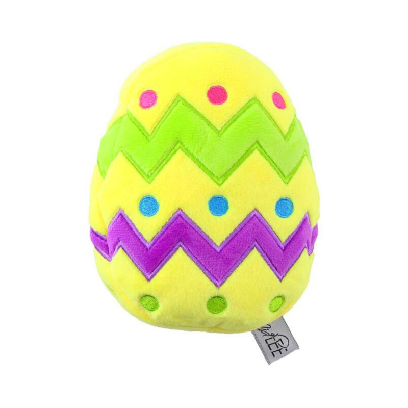 Easter Egg Plush Squeaker Yellow Dog Toy - 2 Sizes