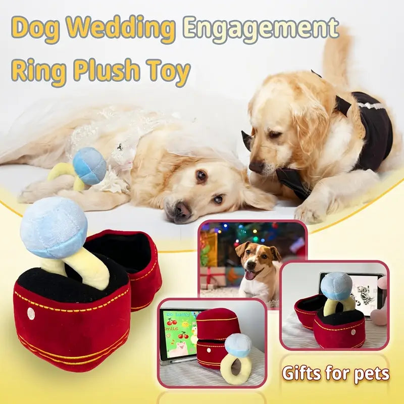 Luxury Inspired Fun Ring in Plush Red Ring Box Interactive Dog Toy