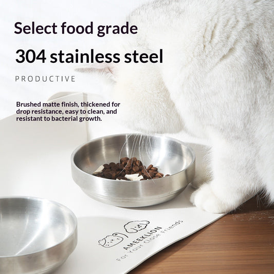 Elevated Tilted Stainless Steel Cat Bowl with Magnetic Base