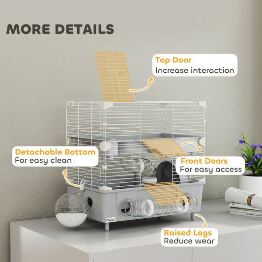 2-Tier Hamster Habitat - Cage with Sand Bath & Accessories