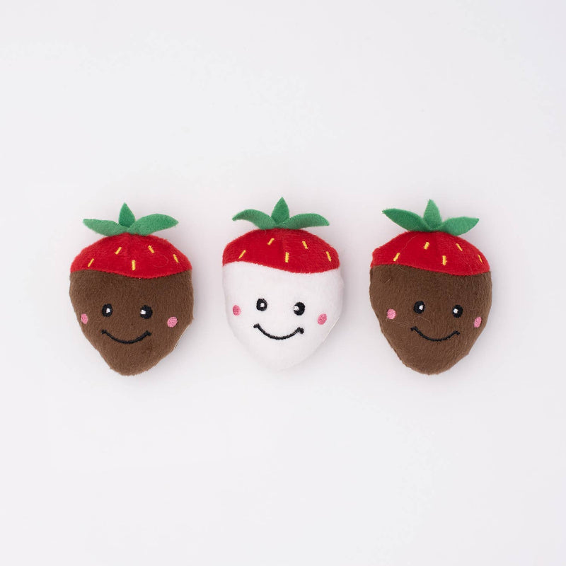 Valentine's Miniz 3-Pack Chocolate Covered Strawberries Dog Toy - 3 Pc